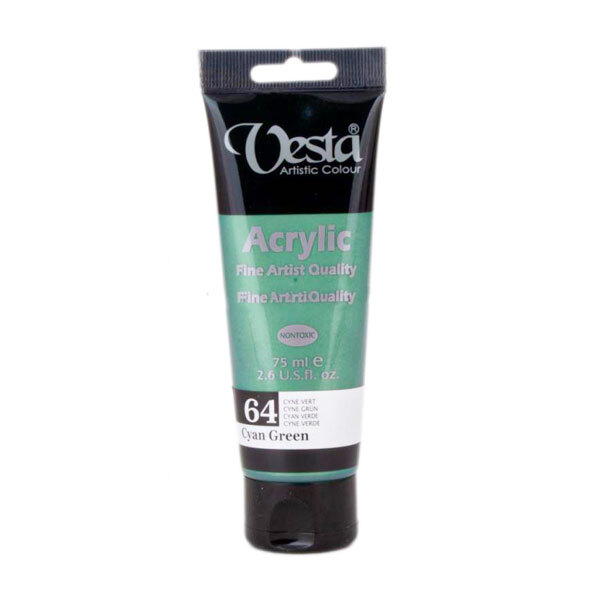 رنگ اکریلیک متالیک وستا کد cyan green) 64) حجم 75 میلی لیتر
