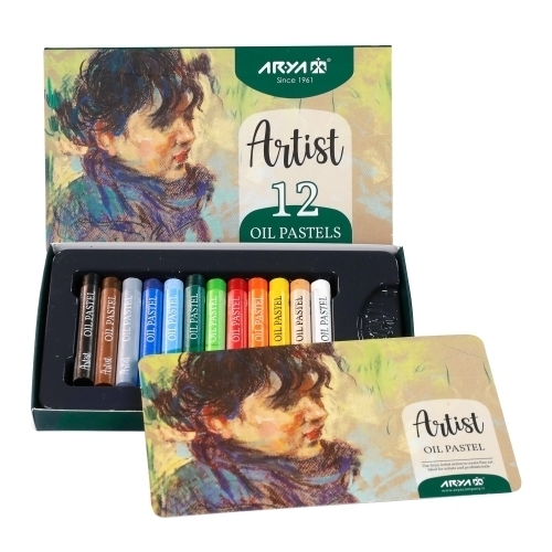 پاستل روغنی 12 رنگ جعبه مقوایی آریا آرتیست 2