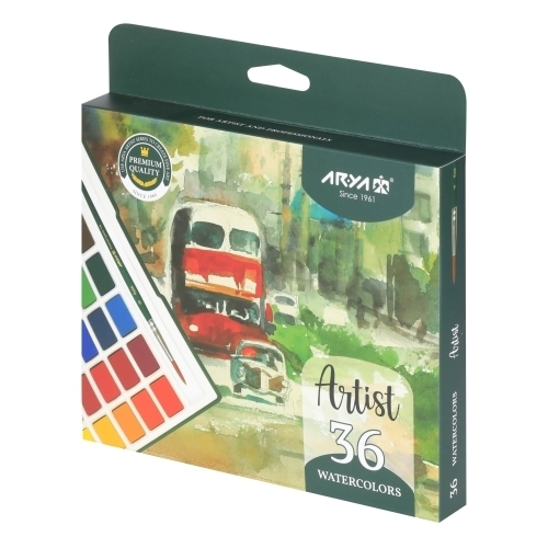 آبرنگ 36 رنگ جعبه مقوایی آریا آرتیست