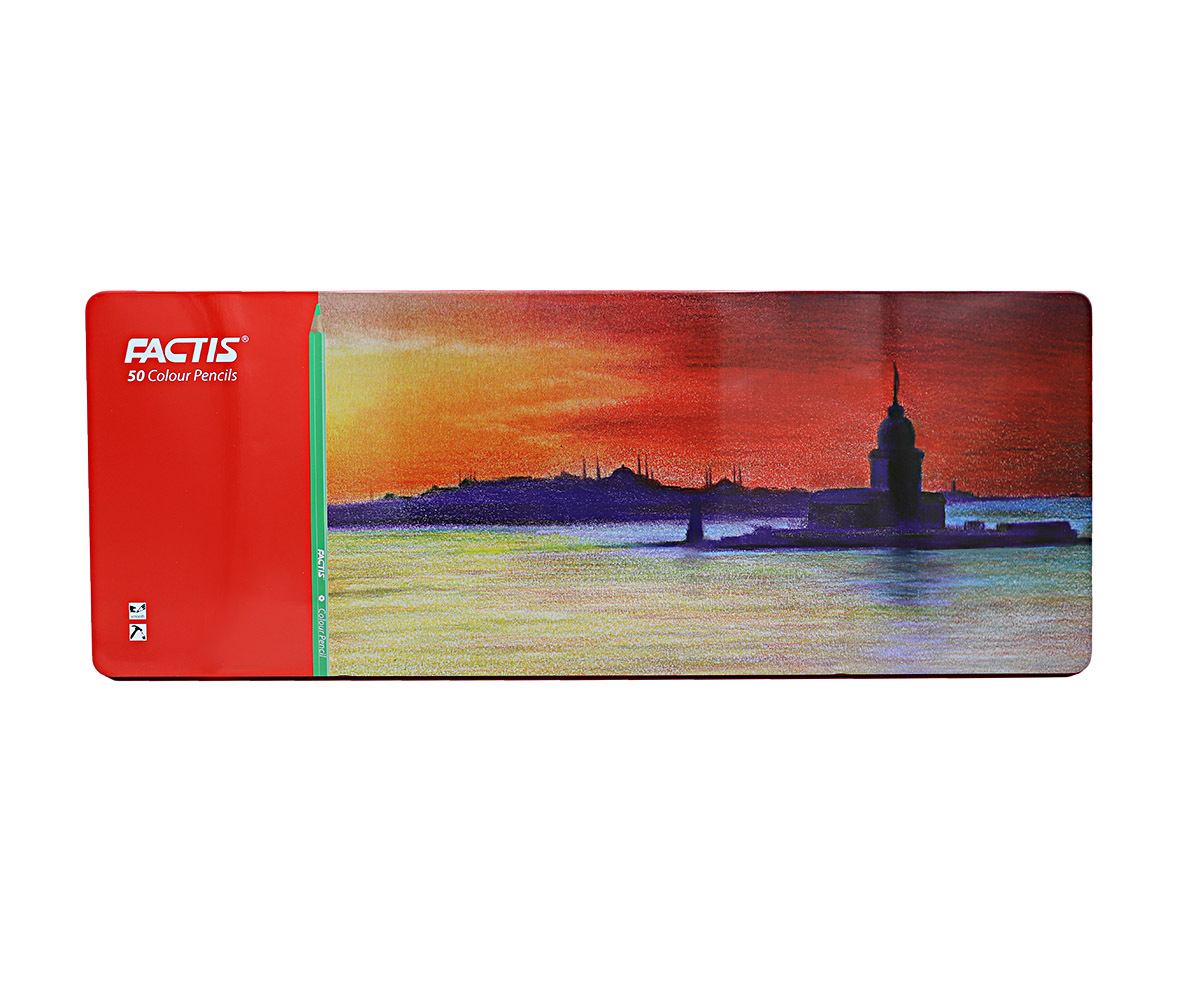 مداد رنگی 50 رنگ جعبه فلزی فکتیس FACTIS
