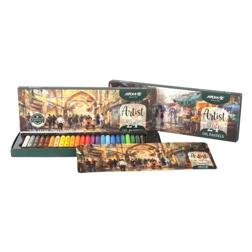 پاستل روغنی 24 رنگ جعبه مقوایی آریا آرتیست 2