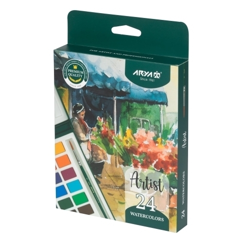 آبرنگ 24 رنگ جعبه مقوایی آریا آرتیست