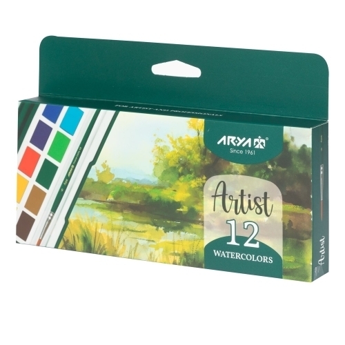 آبرنگ 12 رنگ جعبه مقوایی آریا آرتیست2