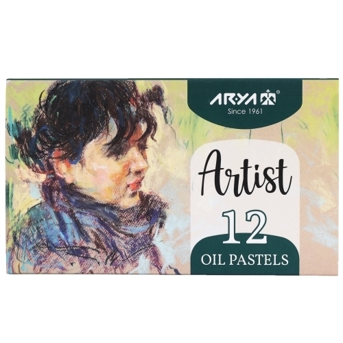 پاستل روغنی 12 رنگ جعبه مقوایی آریا آرتیست