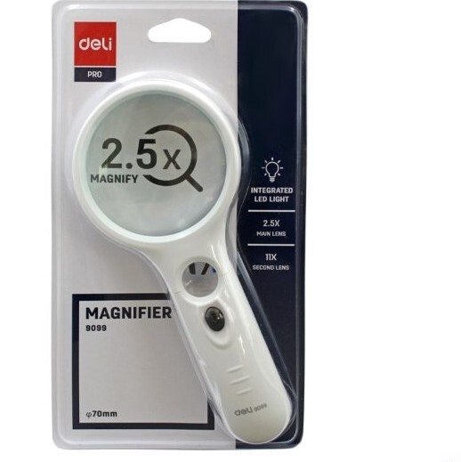 ذره بین 2.5X چراغ دار مدل 9099 دلی DELI