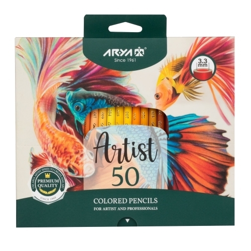 مداد رنگی 50 رنگ جعبه مقوایی آریا آرتیست