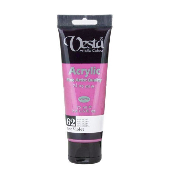 رنگ اکریلیک متالیک وستا کد rose violet) 62) حجم 75 میلی لیتر